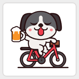 Super Cute Kawaii Dog on a Bike Magnet